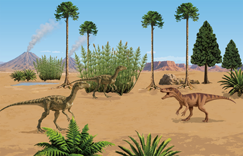 初期の恐竜が出現した頃の超大陸パンゲアの想像図