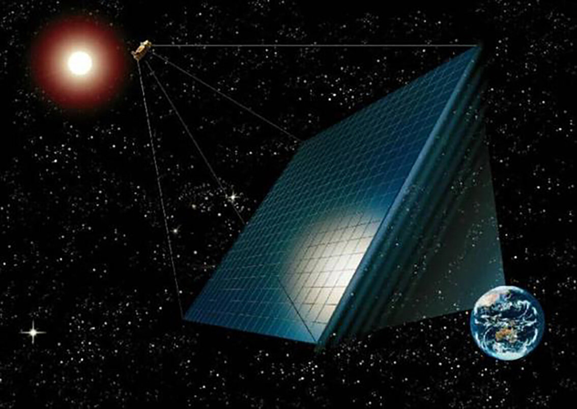 2050年頃の実現を目指す宇宙太陽光発電のイメージ